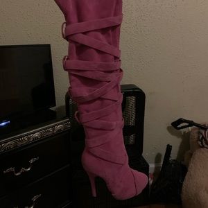 Pink Thigh High Boots a size 6